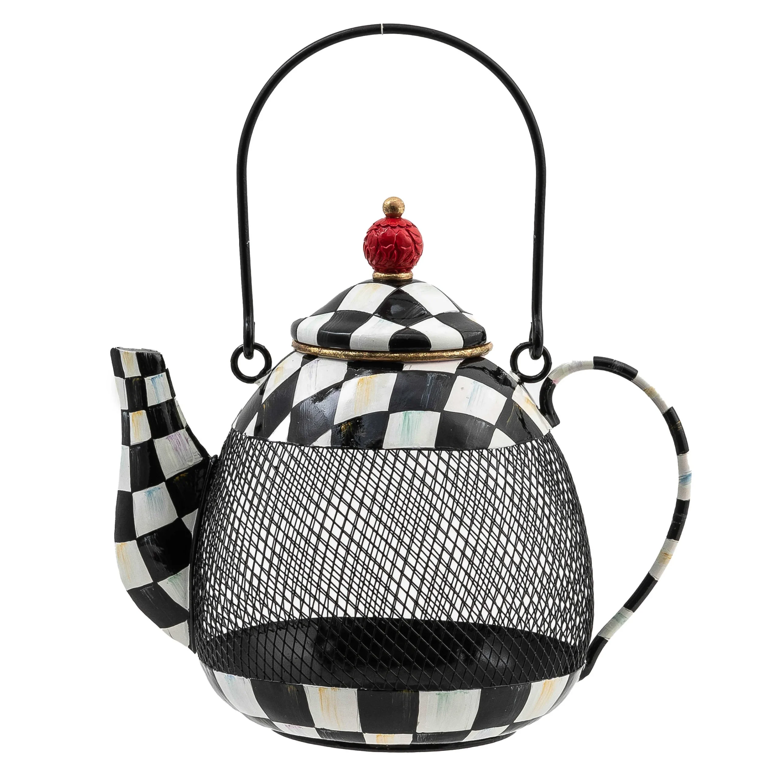 MacKenzie-Childs Courtly Check Teapot Bird Feeder| Spring|Outdoor