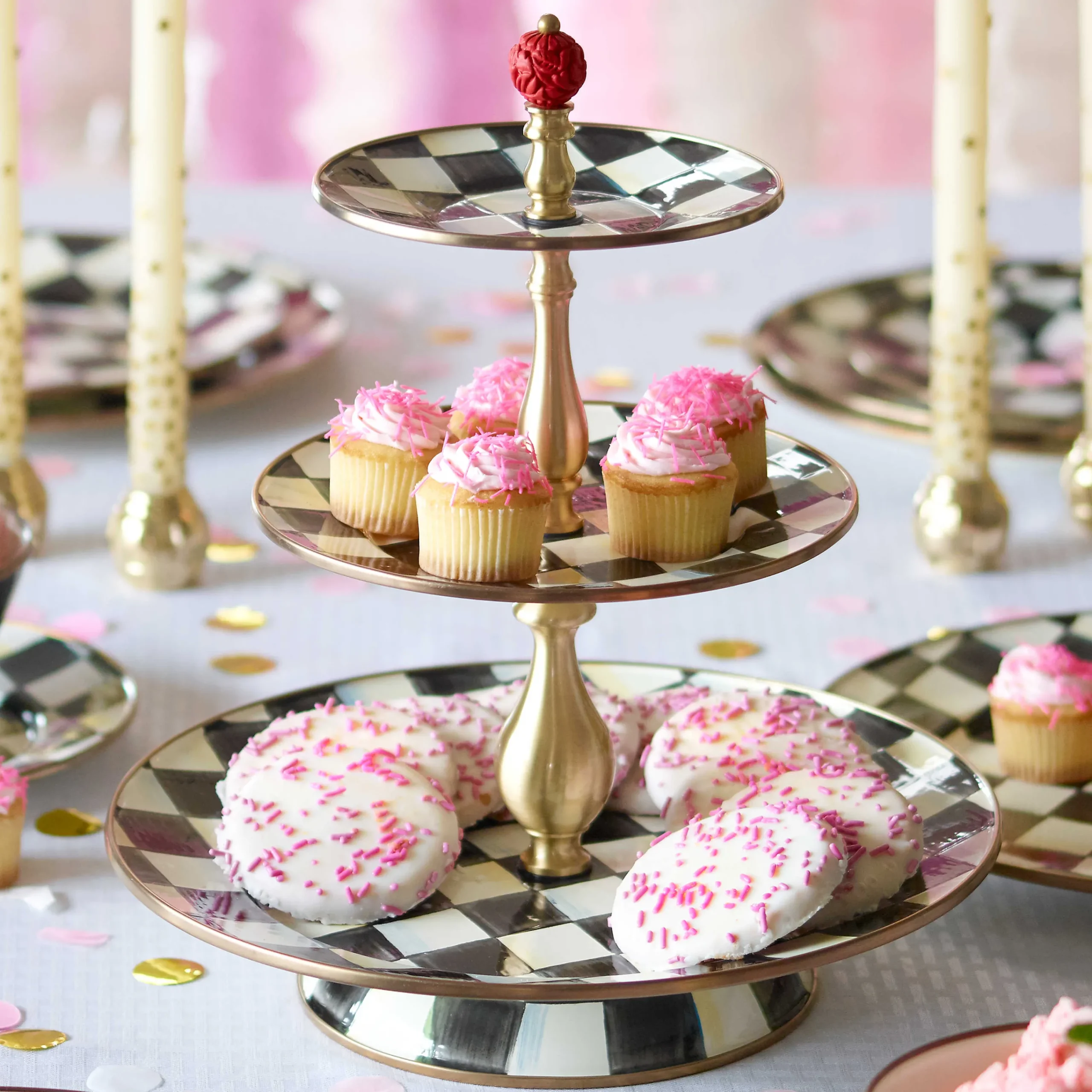MacKenzie-Childs Courtly Check Three Tier Sweet Stand| Bar Entertaining