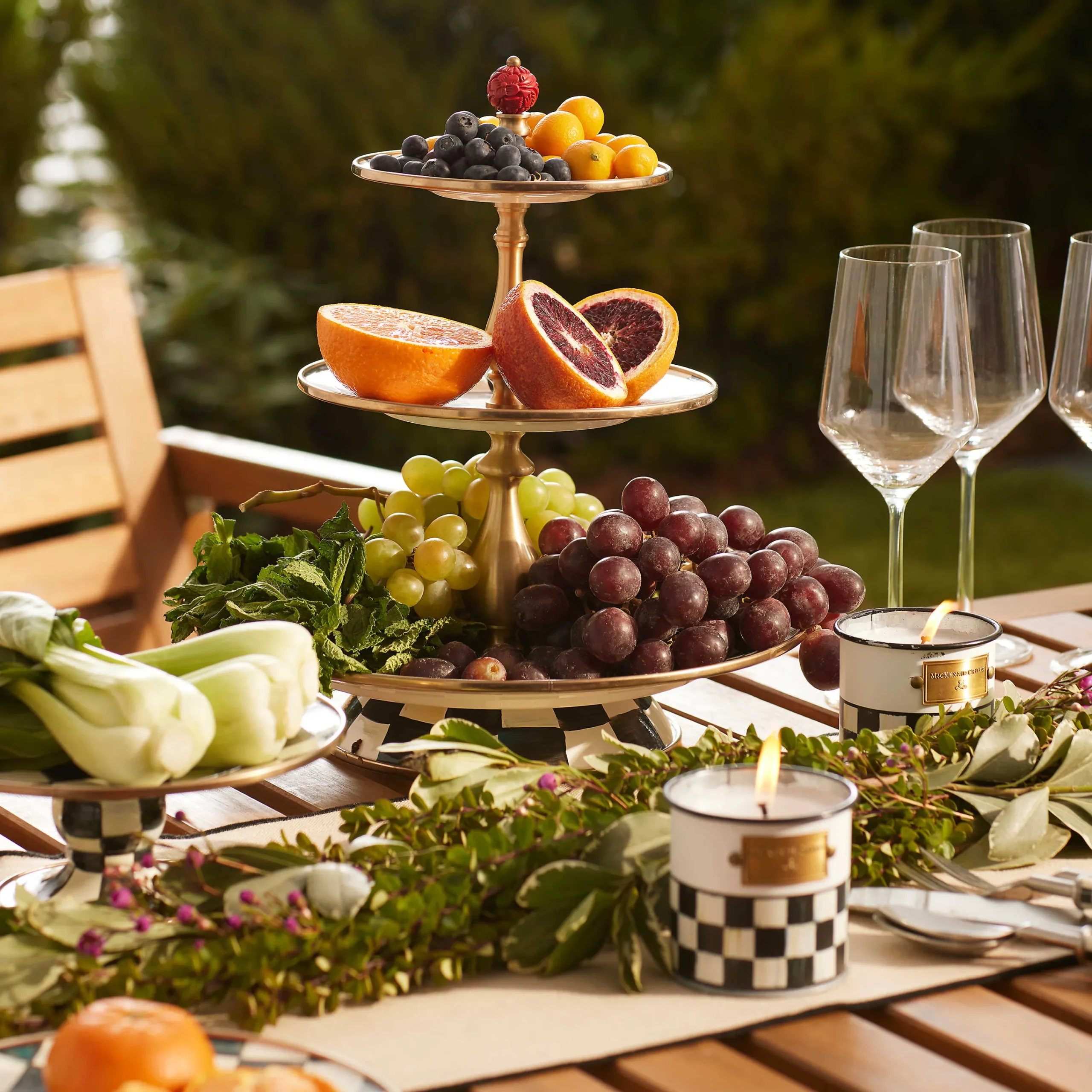 MacKenzie-Childs Courtly Check Three Tier Sweet Stand| Bar Entertaining