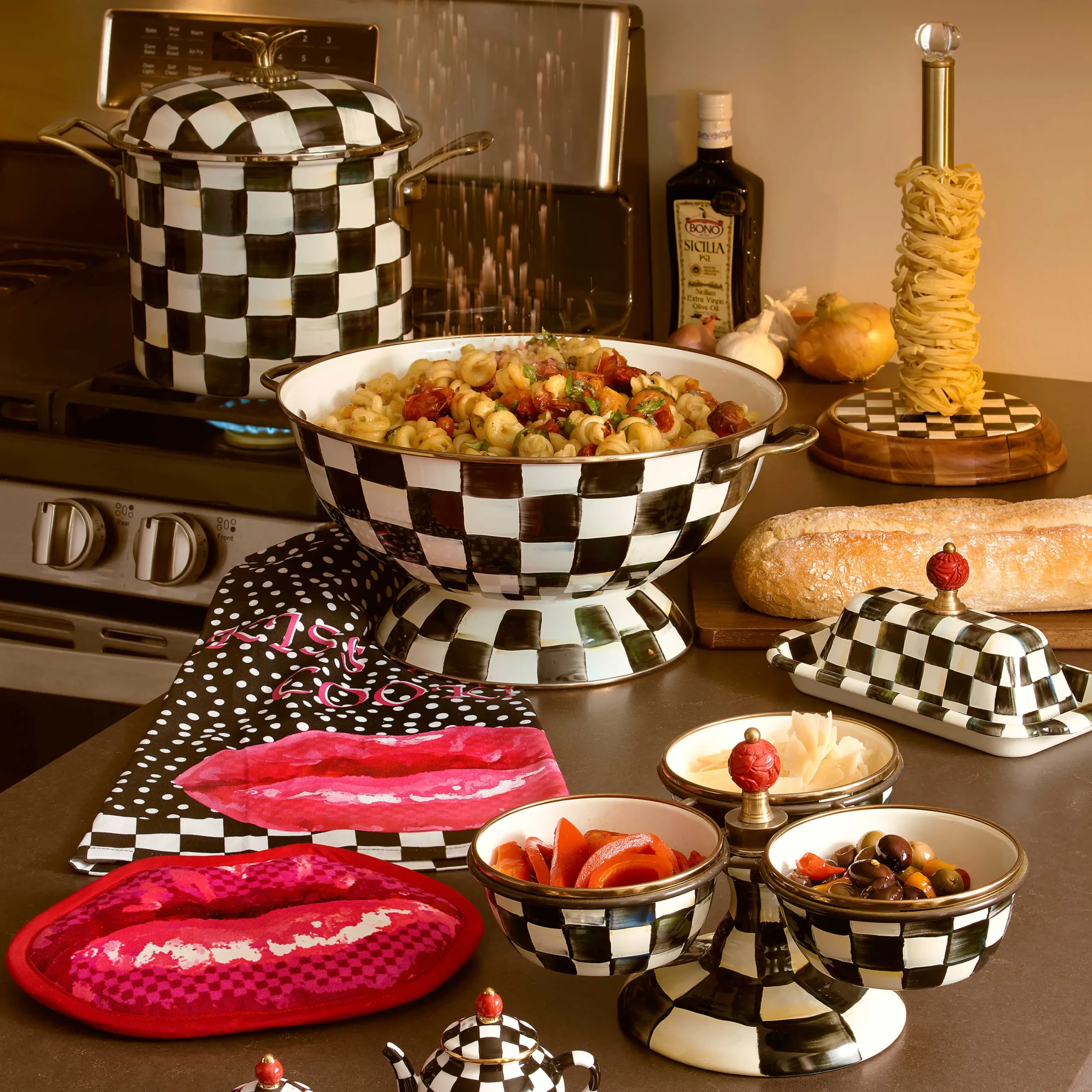MacKenzie-Childs Courtly Check Triplicity| Bar Entertaining|Serveware