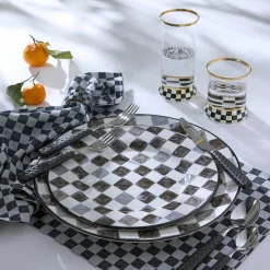 MacKenzie-Childs Courtly Check Tumbler Glass, Set of 2| Fall Entertaining|Drinkware