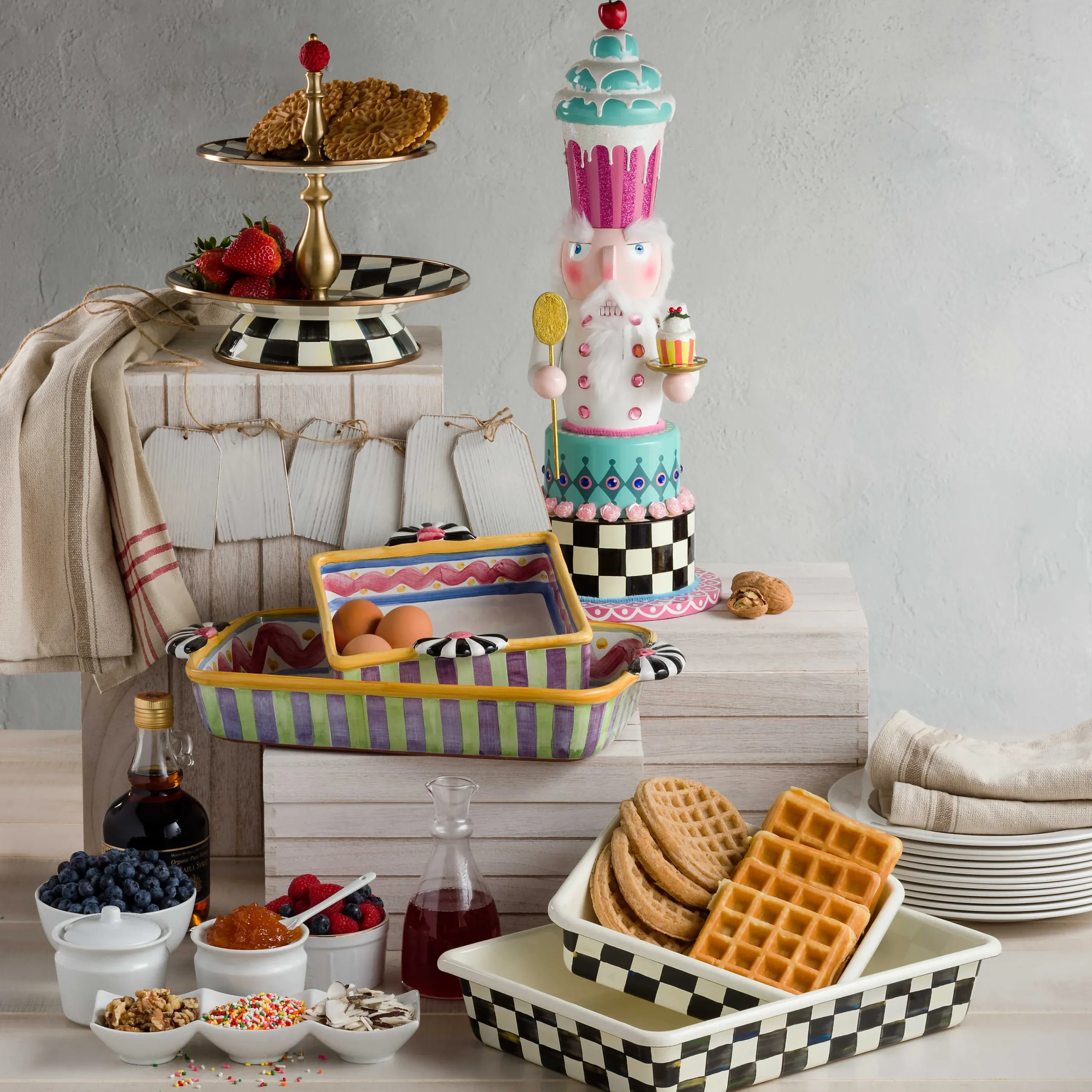 MacKenzie-Childs Courtly Check Two Tier Sweet Stand| Bar Entertaining