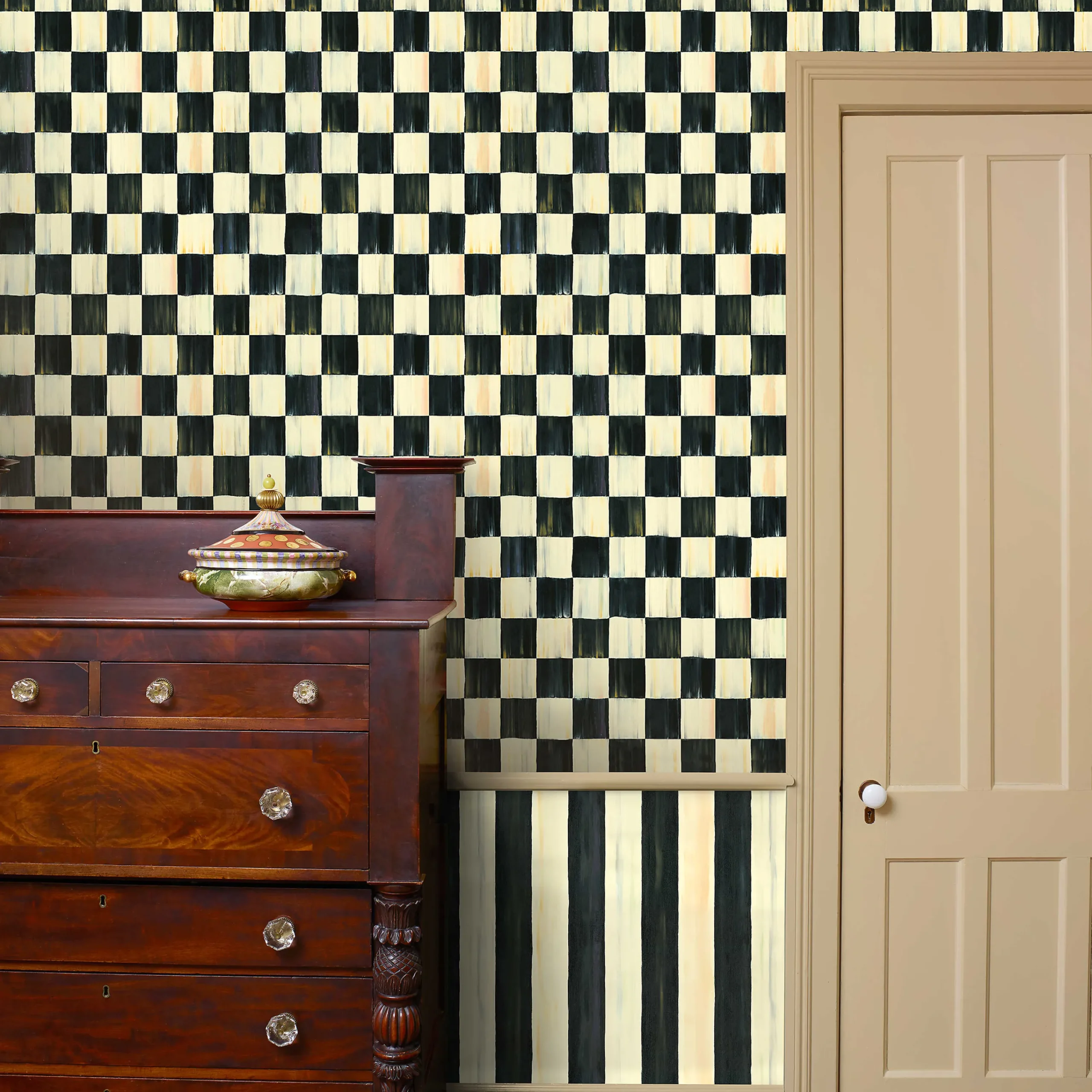 MacKenzie-Childs Courtly Check Wallpaper| Finishing Touches|Room Accents
