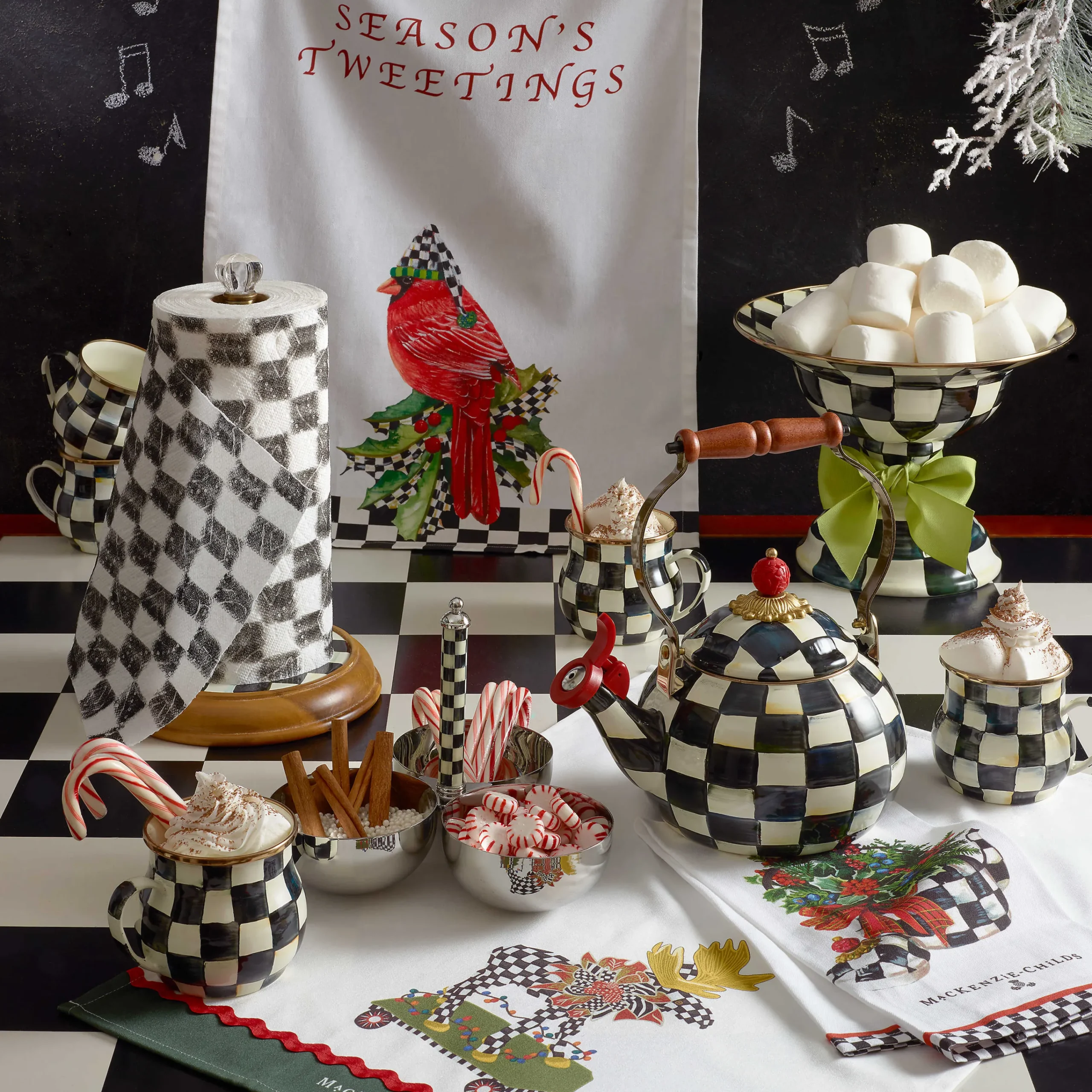 MacKenzie-Childs Courtly Check Whistling Tea Kettle| The Coffee Shop|Tea Kettles