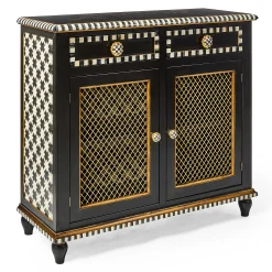MacKenzie-Childs Courtly Criss-Cross Small Cabinet| Storage Furniture|Dining Room & Kitchen