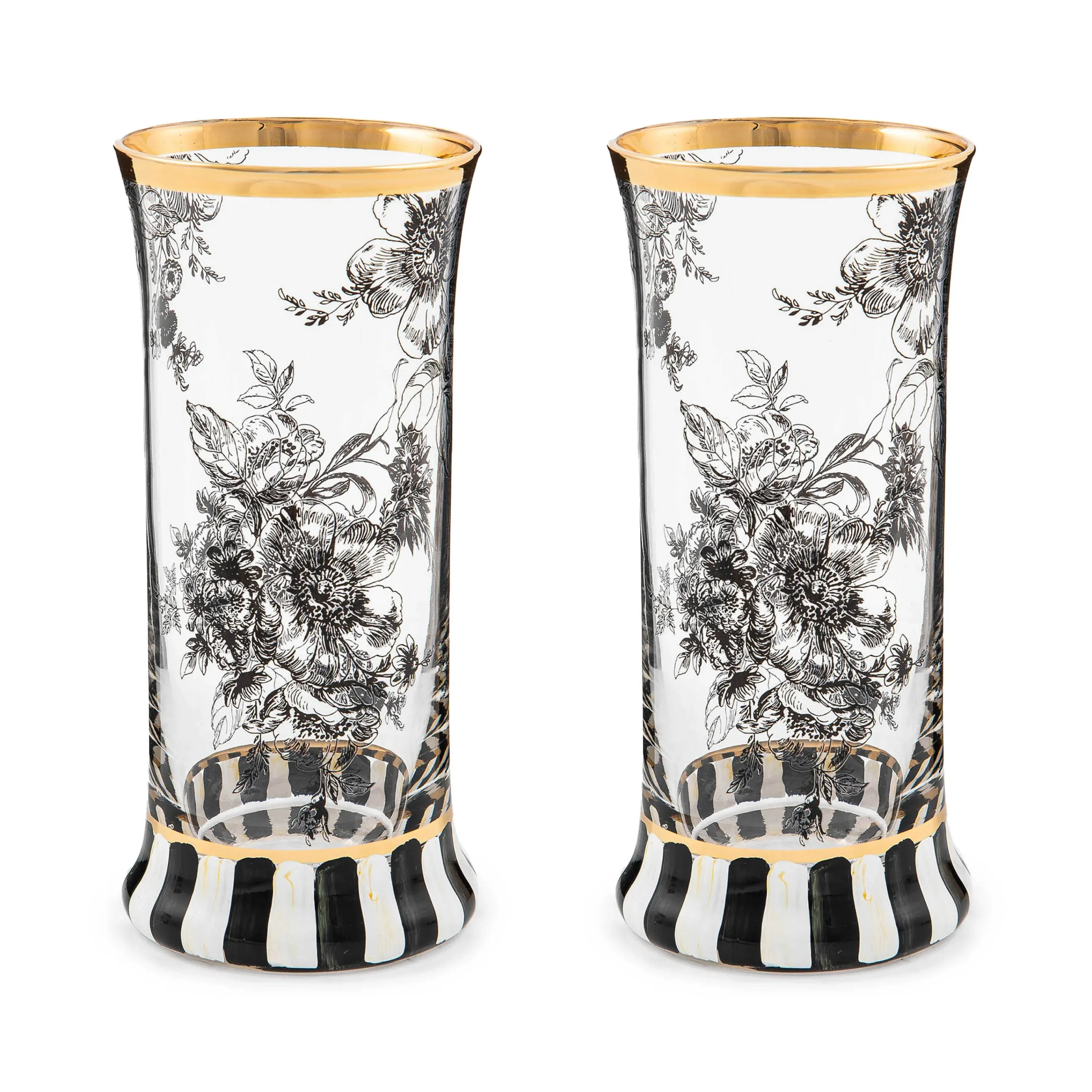 MacKenzie-Childs Courtly English Garden Highball Glass, Set of 2| Easter|Spring