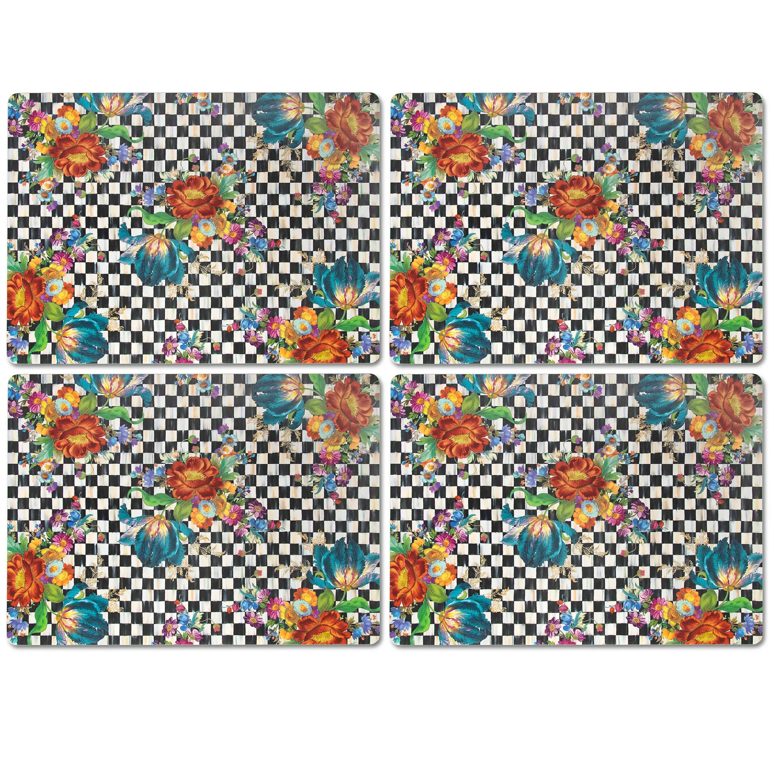MacKenzie-Childs Courtly Flower Market Cork Back Placemats, Set of 4| Table Accessories|Kitchen & Table Linens