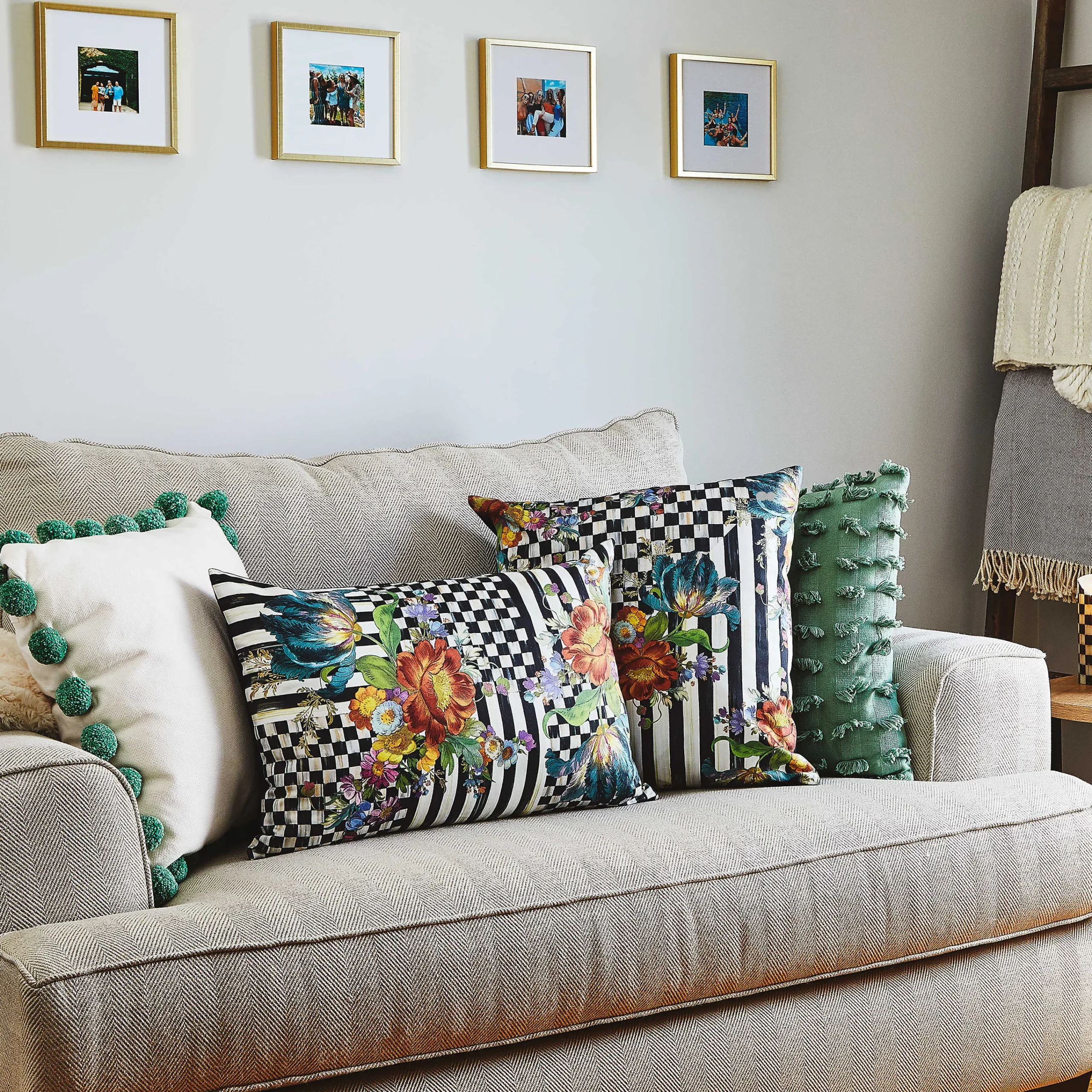 MacKenzie-Childs Courtly Flower Market Lumbar Pillow| Spring|Pillows, Throws, & Cushions