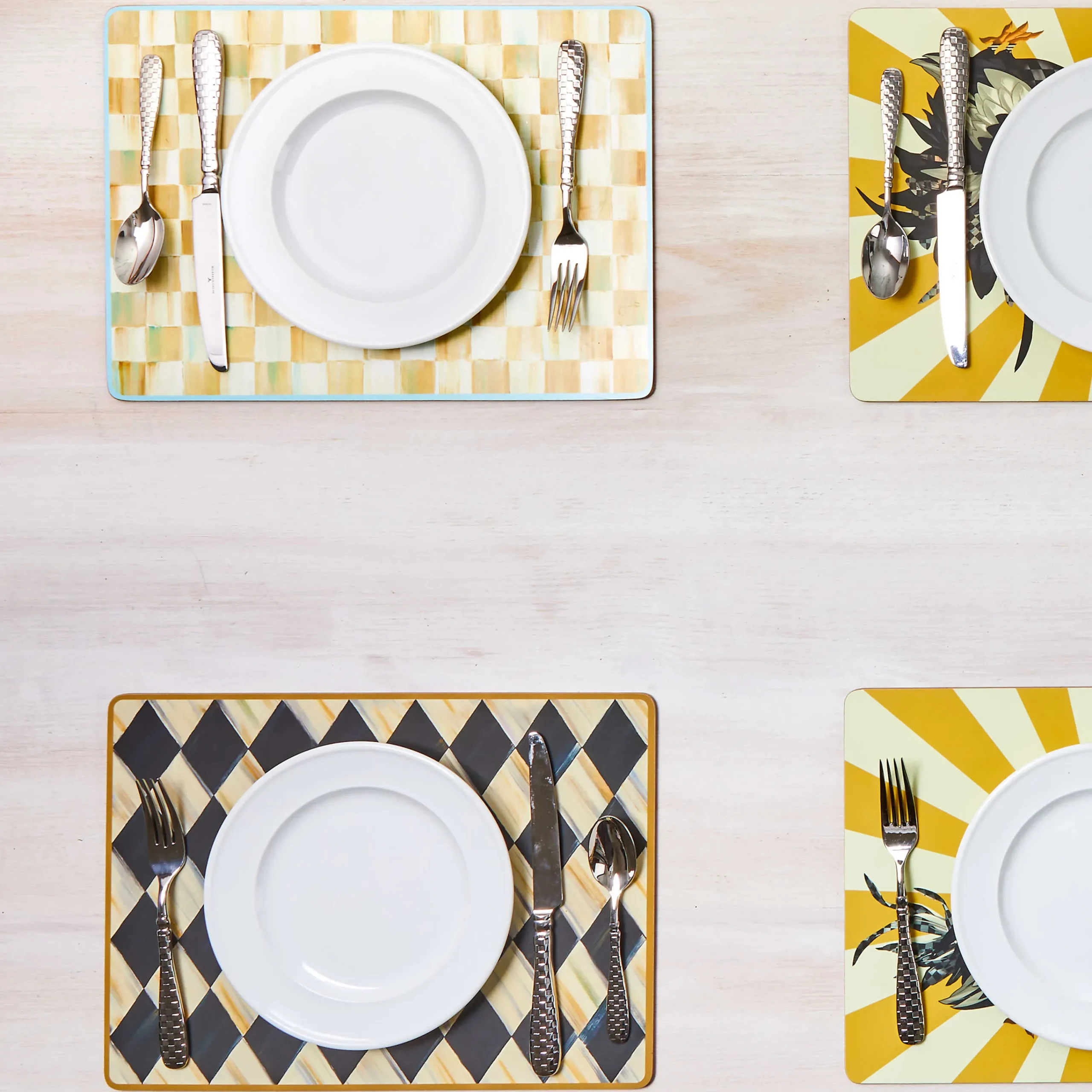 MacKenzie-Childs Courtly Harlequin Cork Back Placemats, Set of 4| Table Accessories|Kitchen & Table Linens