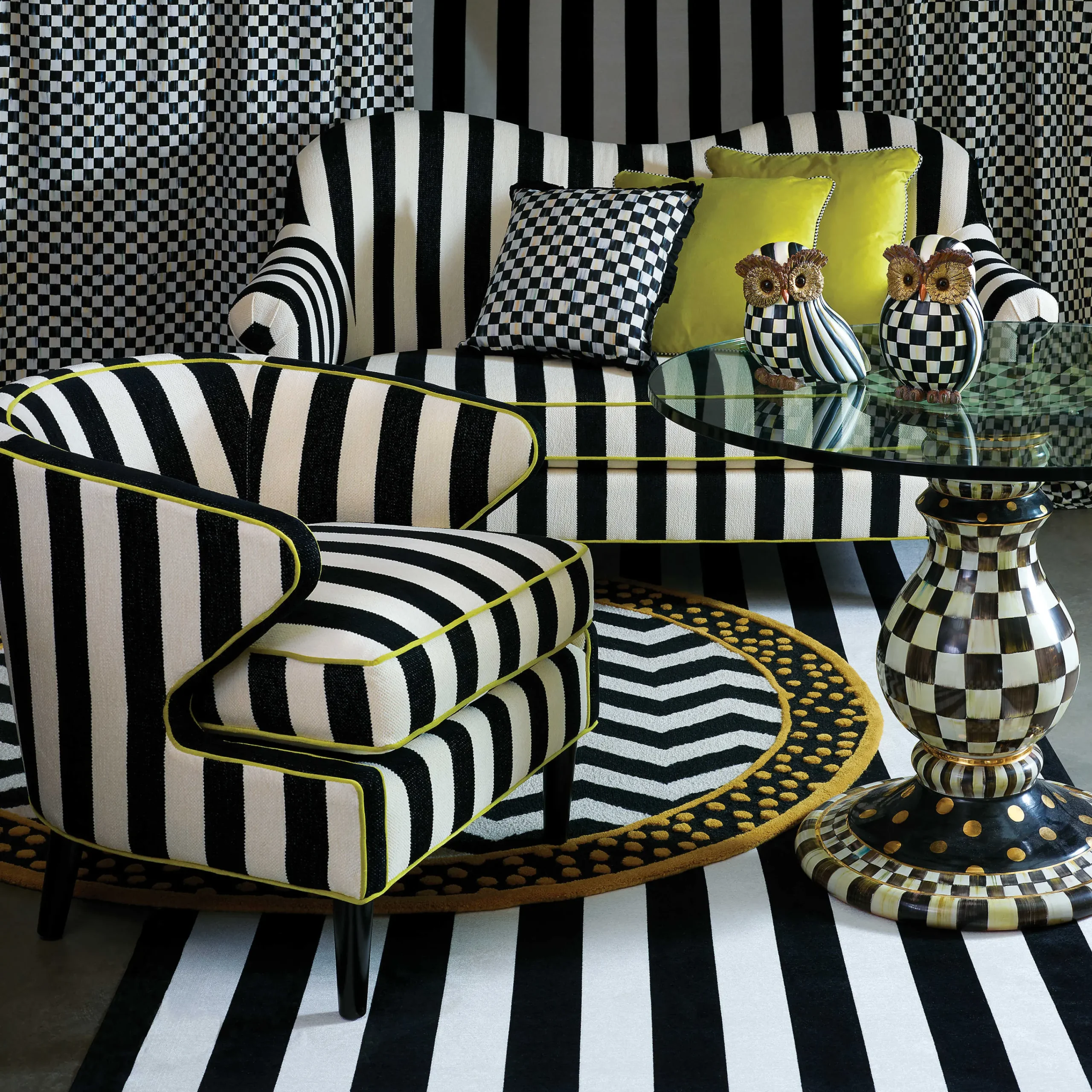 MacKenzie-Childs Courtly Stripe Owl| The Halloween Shop|The Fall Shop