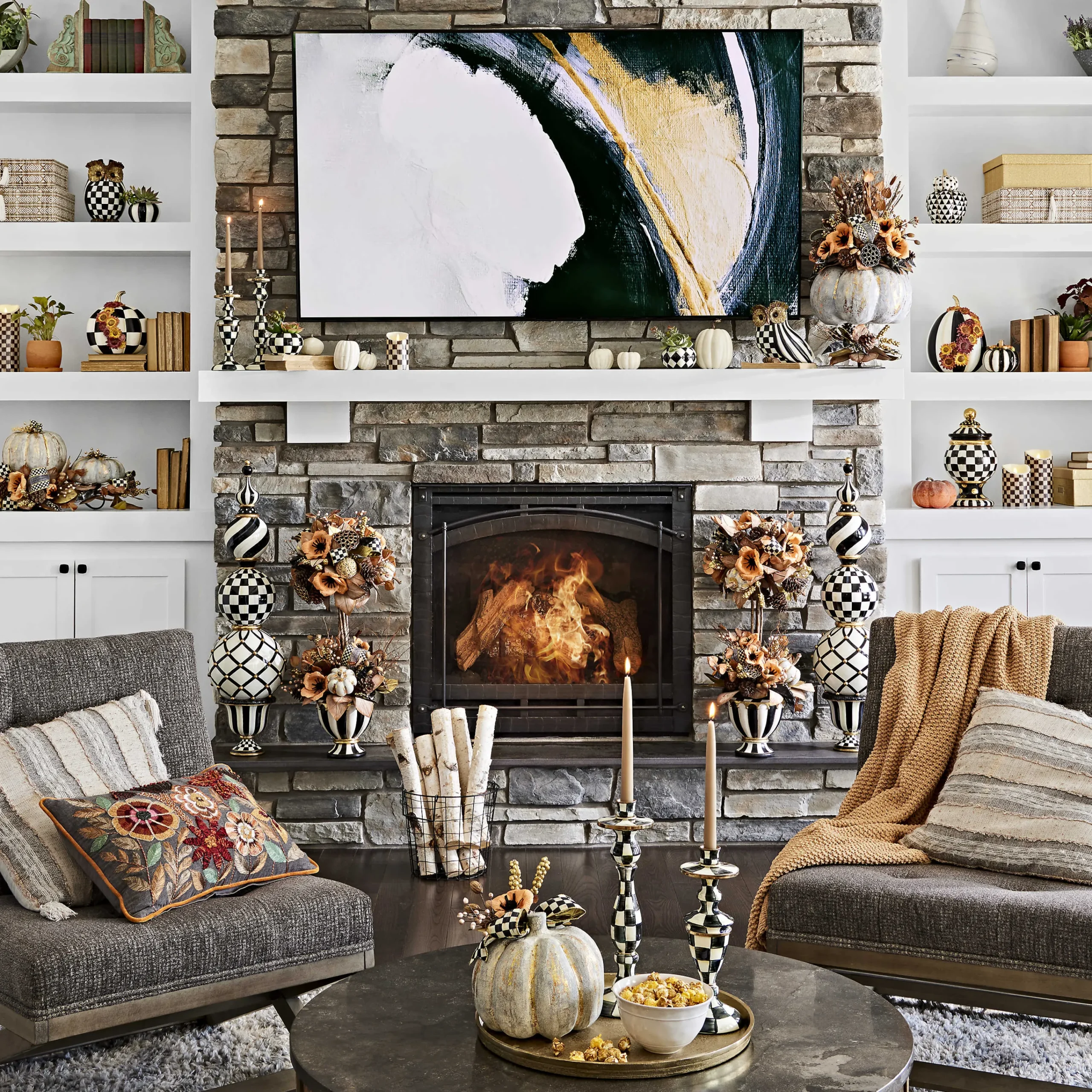 MacKenzie-Childs Courtly Stripe Owl| The Halloween Shop|The Fall Shop