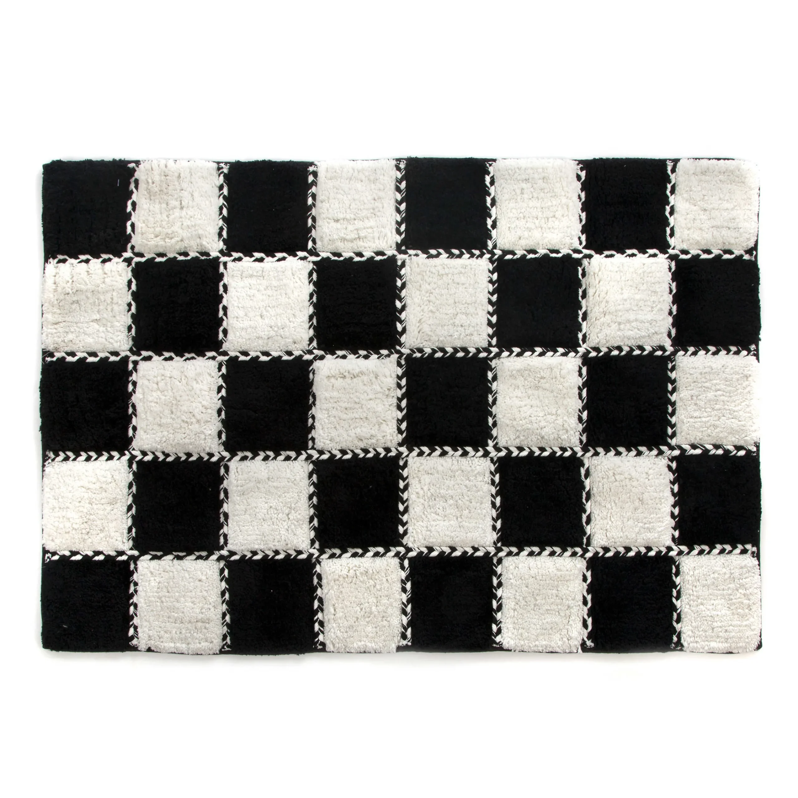 MacKenzie-Childs Covent Square Black White Bath Rug| Bath & Bath Accessories