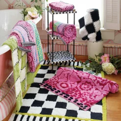 MacKenzie-Childs Covent Square Black  White Bath Rug| Bath & Bath Accessories