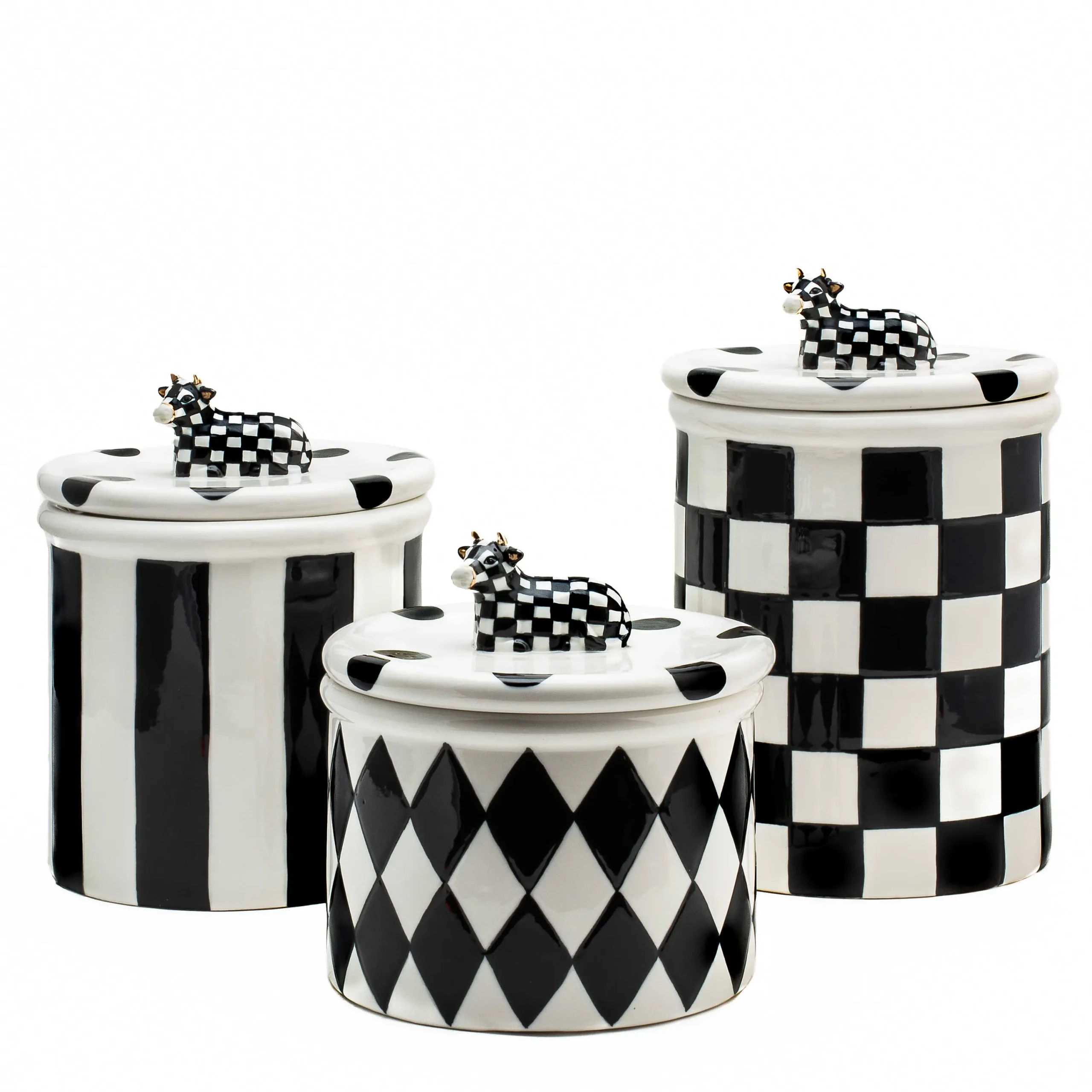 MacKenzie-Childs Cow Creamery Canisters, Set of 3| Kitchen Storage & Organization