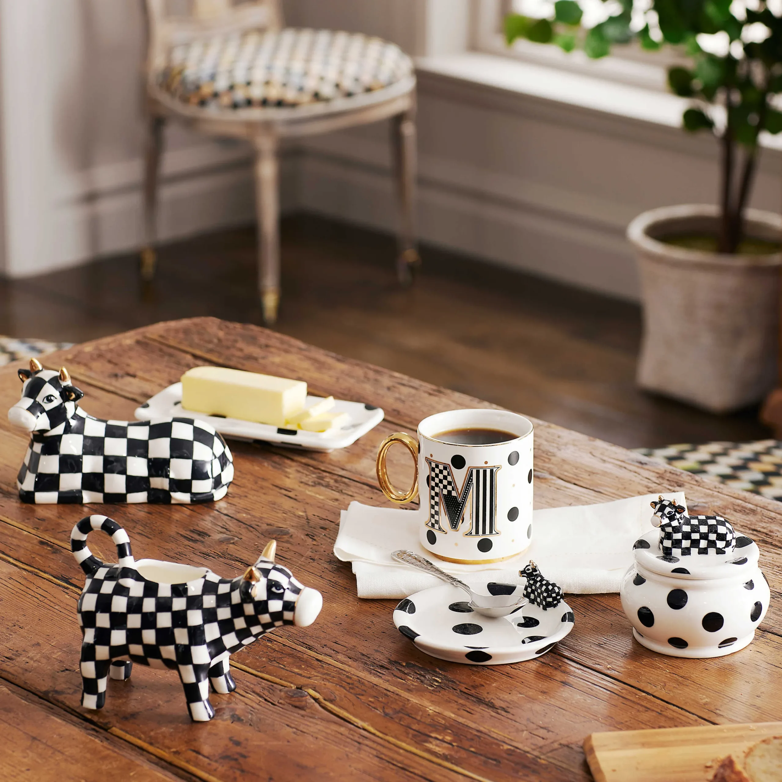 MacKenzie-Childs Cow Creamery Sugar Bowl| The Coffee Shop|Serveware
