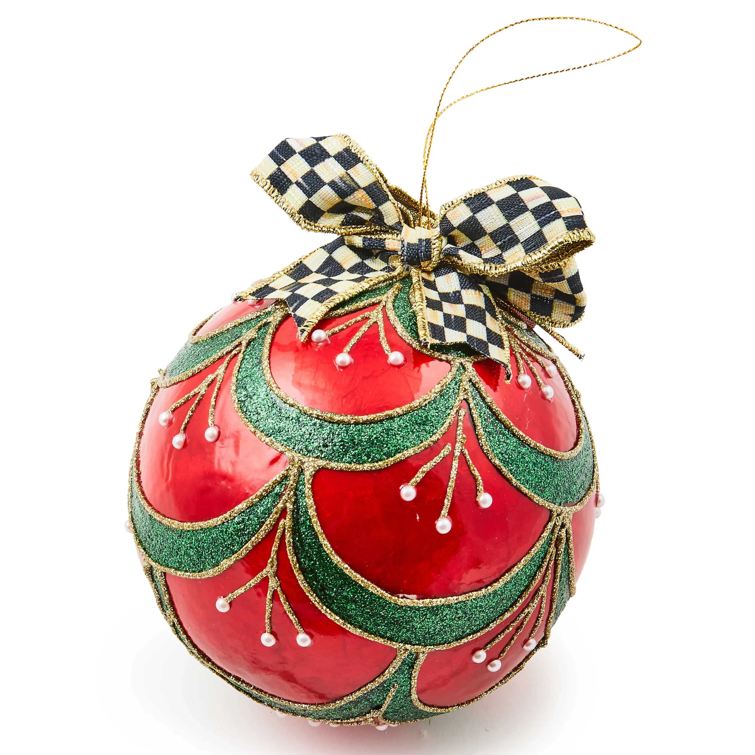 MacKenzie-Childs Cozy Christmas Capiz Jumbo Ball Ornament| Holiday