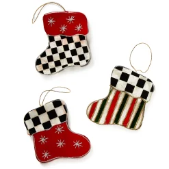 MacKenzie-Childs Cozy Christmas Capiz Stocking Ornaments, Set of 3| Holiday