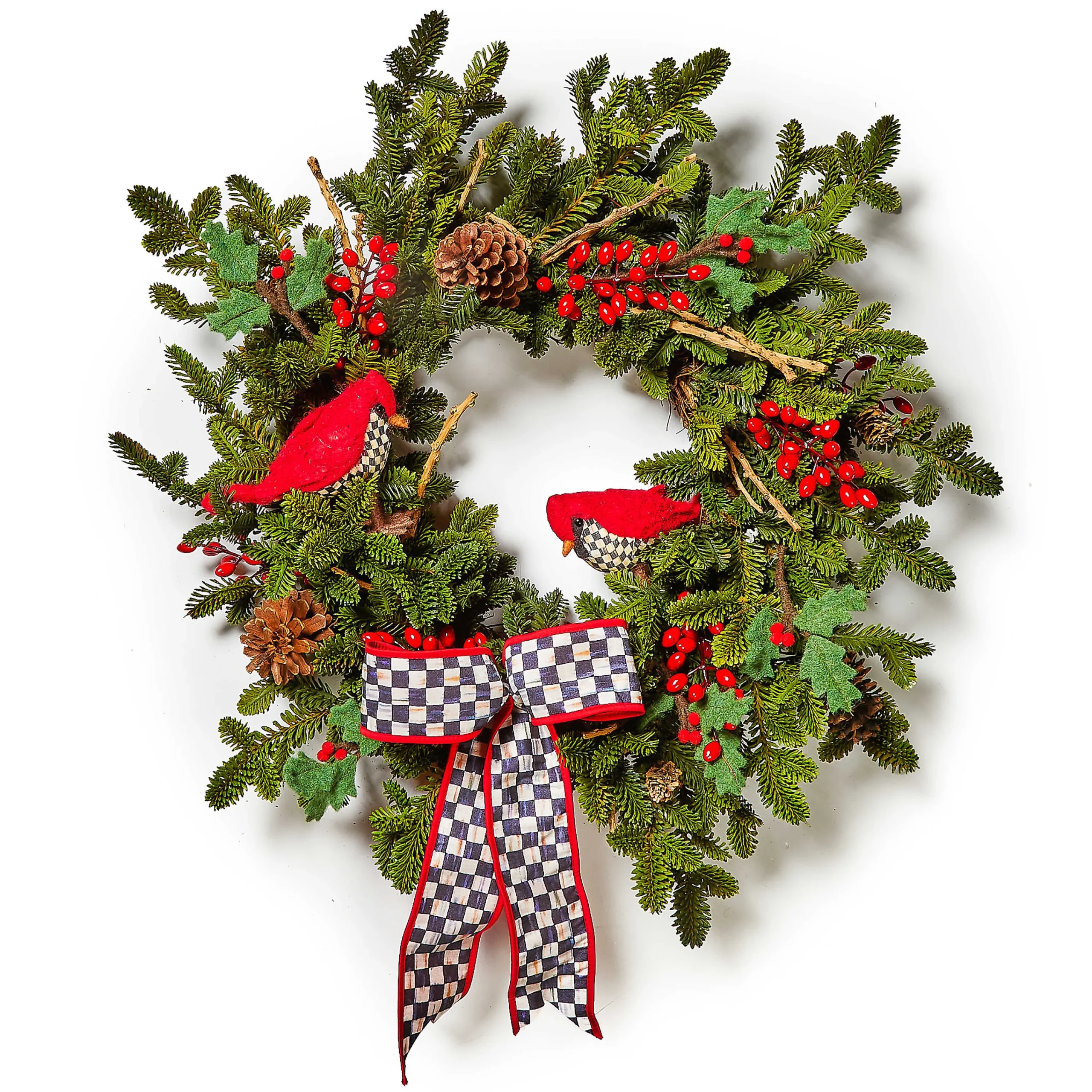 MacKenzie-Childs Cozy Christmas Cardinal 29 Wreath| Greenery & Florals|Outdoor