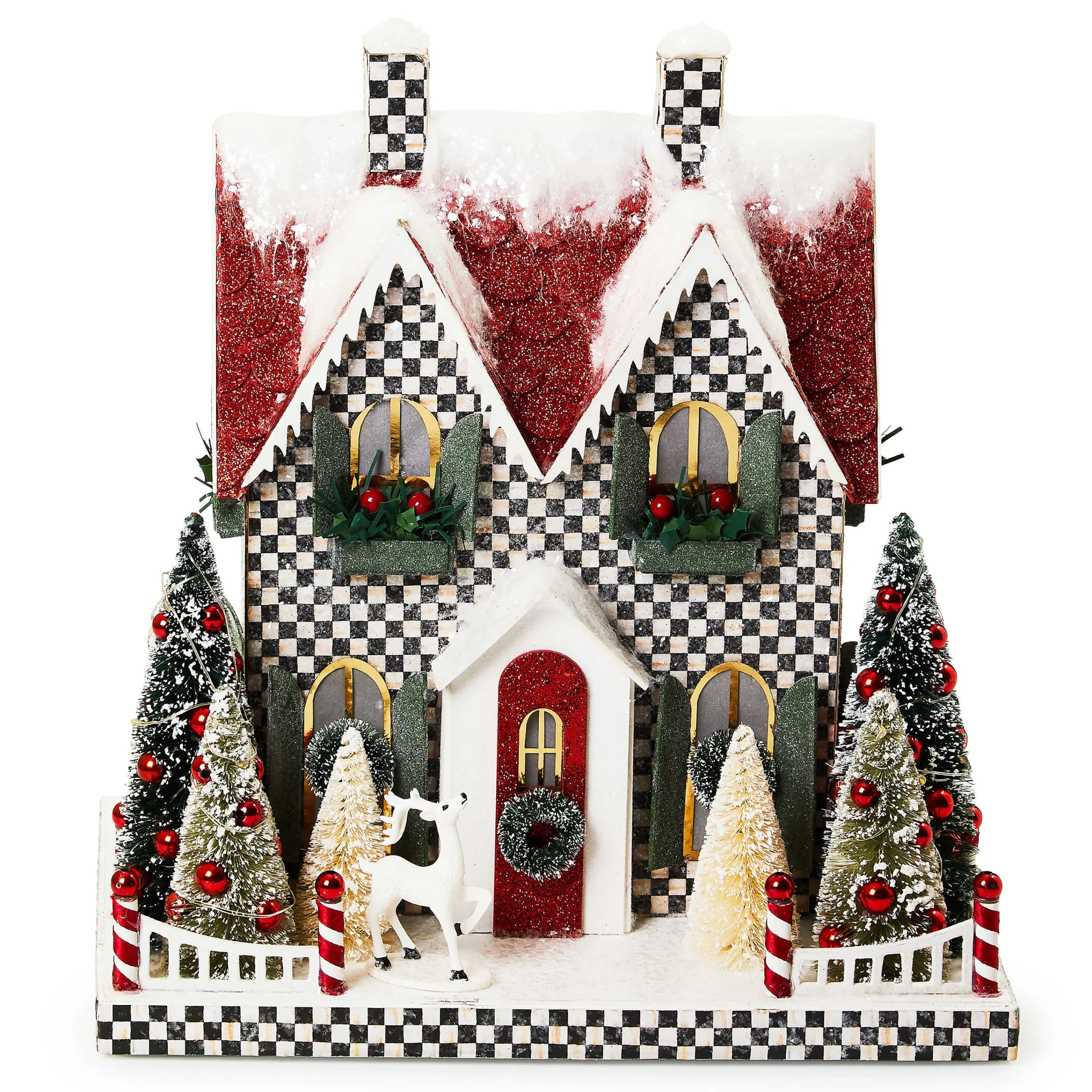MacKenzie-Childs Cozy Christmas Illuminated Paper Cottage| Room Accents