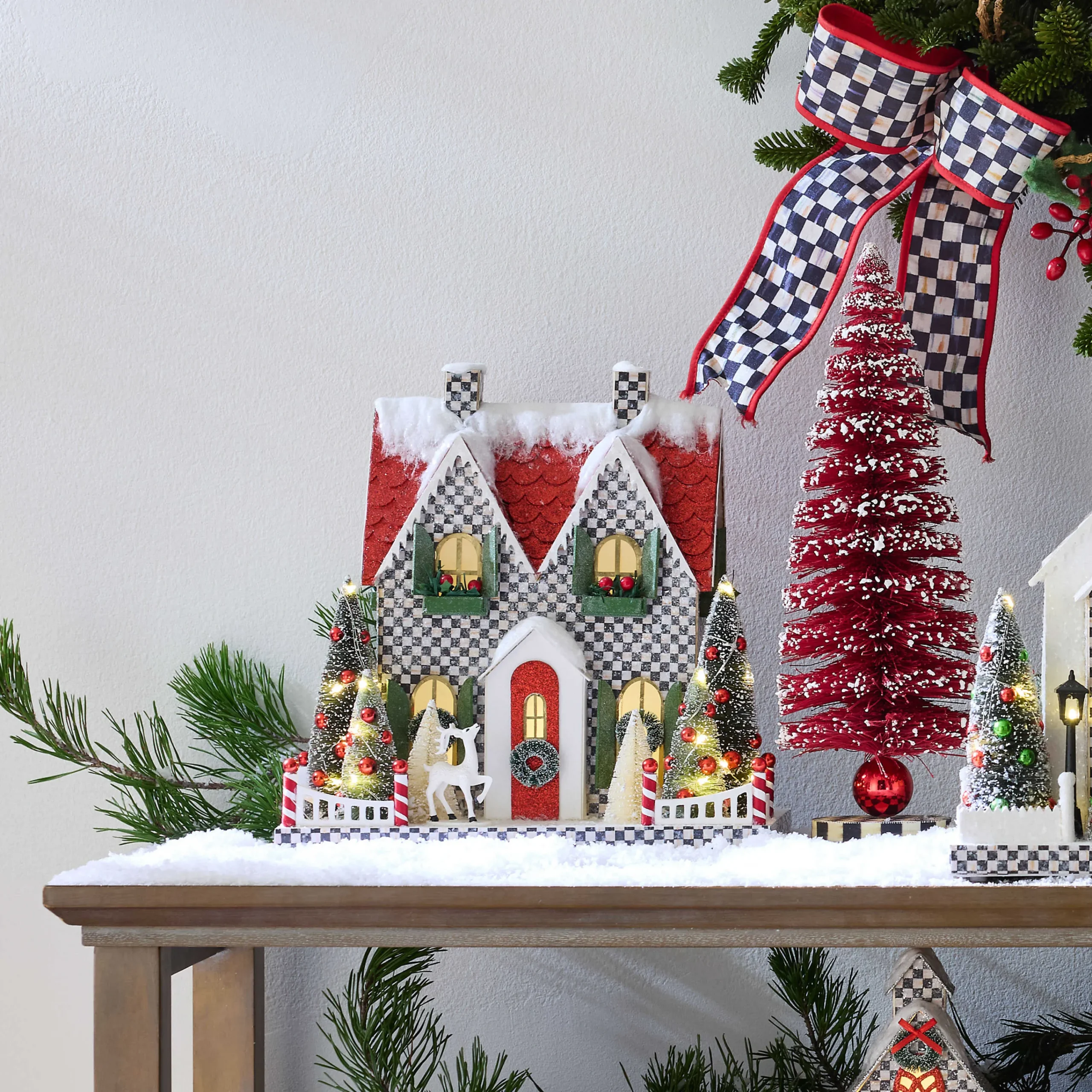 MacKenzie-Childs Cozy Christmas Illuminated Paper Cottage| Room Accents