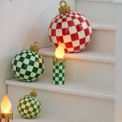 MacKenzie-Childs Cozy Christmas Illuminated Green Check Melting Candle| Candles & Fragrances