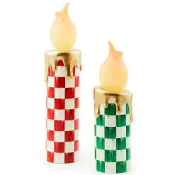 MacKenzie-Childs Cozy Christmas Illuminated Green Check Melting Candle| Candles & Fragrances