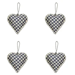 MacKenzie-Childs Cozy Christmas Patchwork Heart Ornaments, Set of 4| Holiday