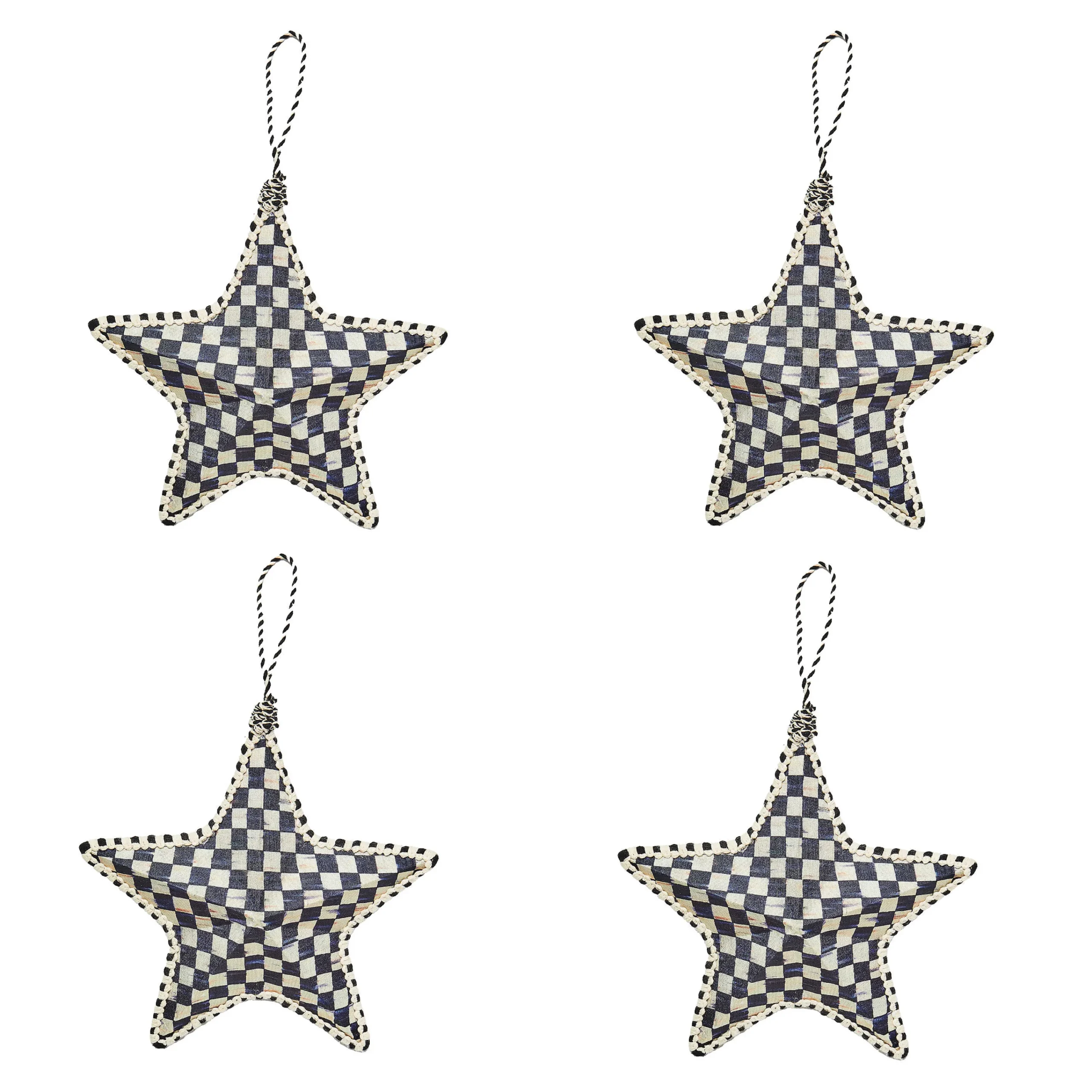 MacKenzie-Childs Cozy Christmas Patchwork Star Ornaments, Set of 4| Holiday
