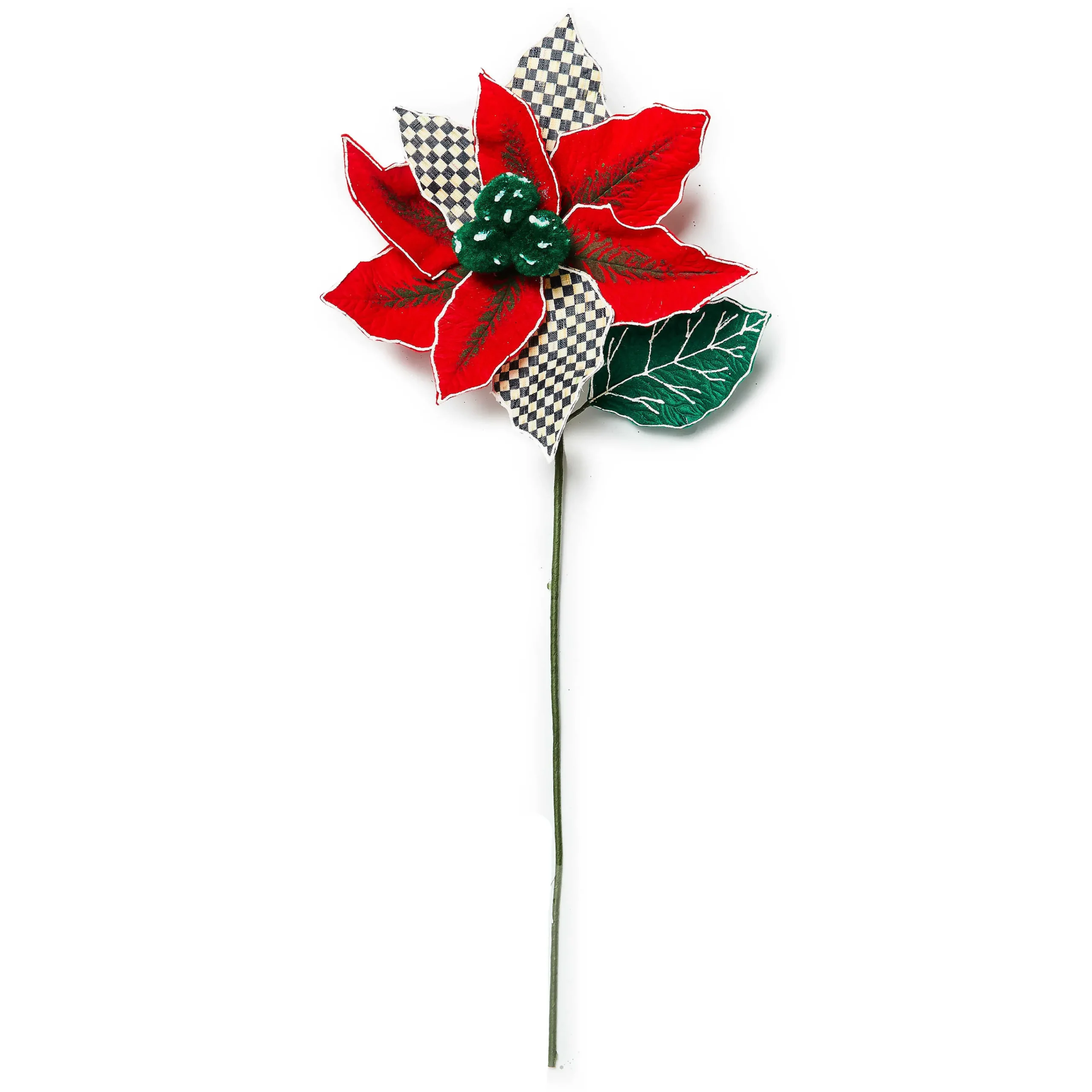 MacKenzie-Childs Cozy Christmas Poinsettia Stem| Greenery & Florals