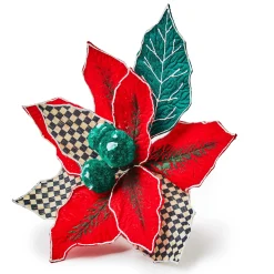MacKenzie-Childs Cozy Christmas Poinsettia Clip| Decor Sets|Finishing Touches