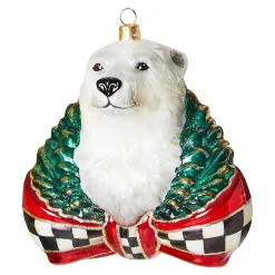 MacKenzie-Childs Cozy Christmas Polar Bear Glass Ornament| Holiday