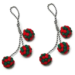 MacKenzie-Childs Cozy Christmas Pom Pom Tassels, Set of 2| Decor Sets|Room Accents
