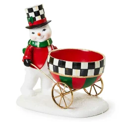 MacKenzie-Childs Cozy Christmas Snowman Cart Bowl| Room Accents