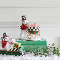 MacKenzie-Childs Cozy Christmas Snowman Cart Bowl| Room Accents