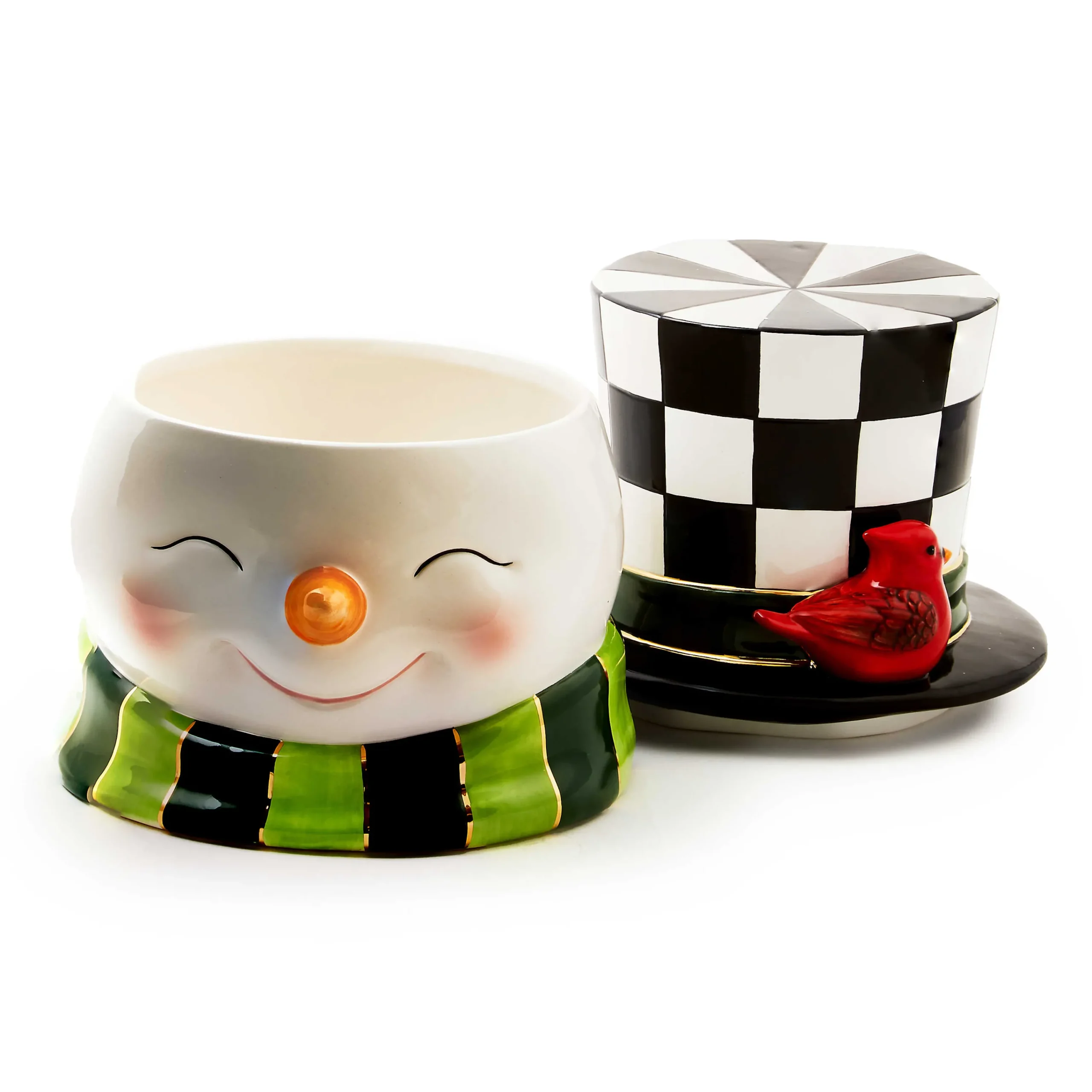 MacKenzie-Childs Cozy Christmas Snowman Cookie Jar| Holiday|Kitchen Storage & Organization