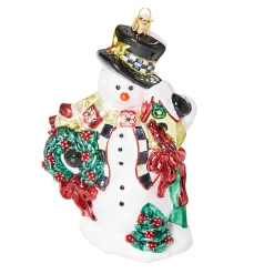 MacKenzie-Childs Cozy Christmas Snowman Glass Ornament| Holiday