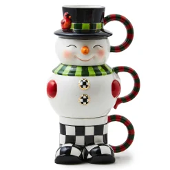 MacKenzie-Childs Cozy Christmas Snowman Stacking Mugs, Set of 3| Kitchen & Dining Sets|Drinkware
