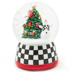MacKenzie-Childs Cozy Christmas Snowman Tree Snow Globe| Holiday|Room Accents