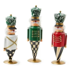 MacKenzie-Childs Cozy Christmas Tin Nutcrackers, Set of 3| Room Accents