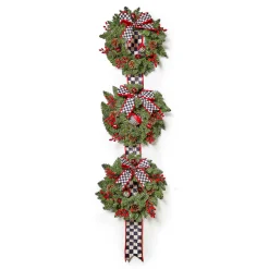 MacKenzie-Childs Cozy Christmas Triple Door Wreath| Greenery & Florals|Outdoor