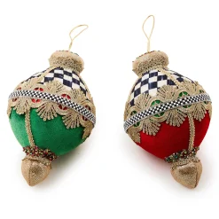 MacKenzie-Childs Cozy Christmas Velvet Bauble Ornaments, Set of 2| Holiday