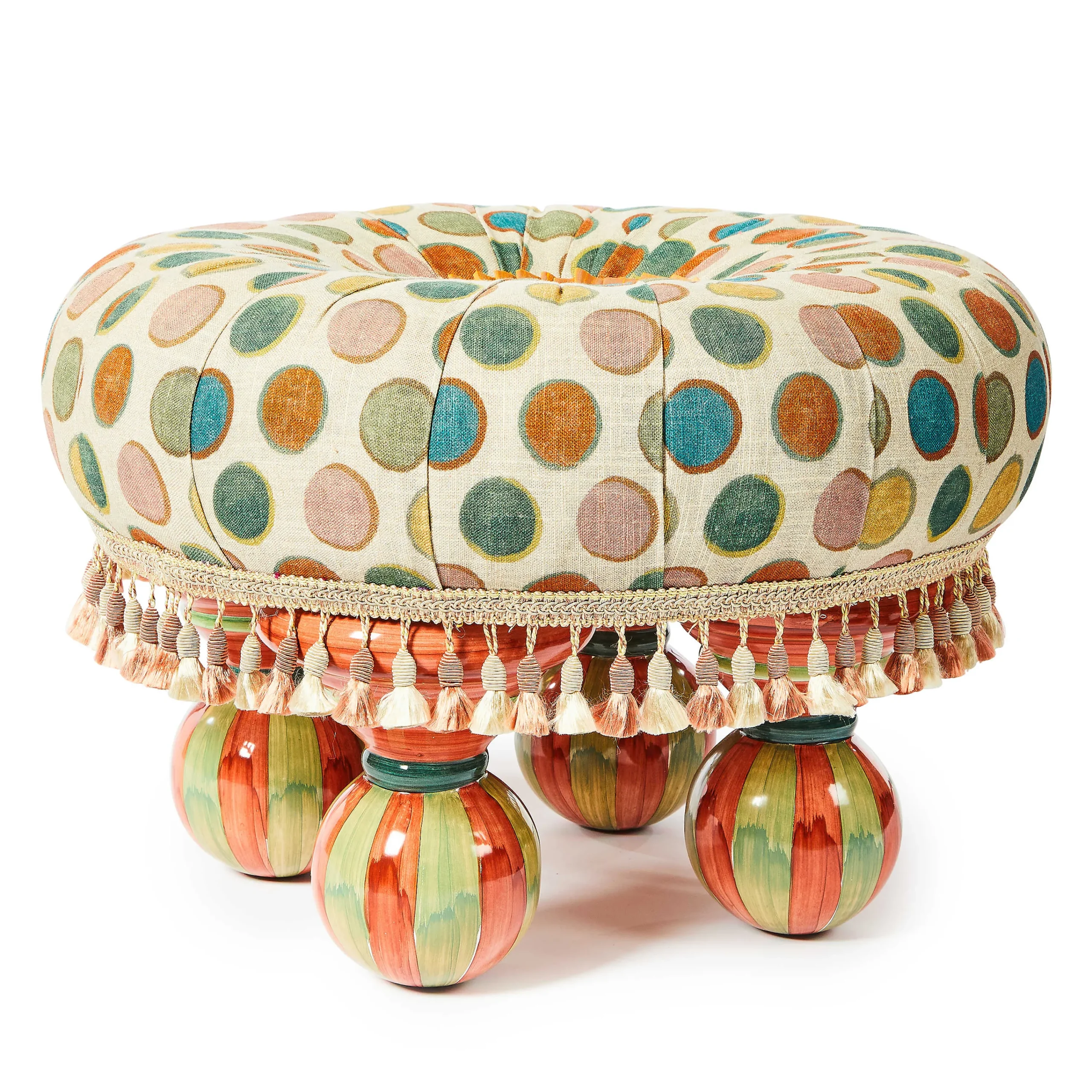 MacKenzie-Childs Croquet Dots Ottoman| Living Room