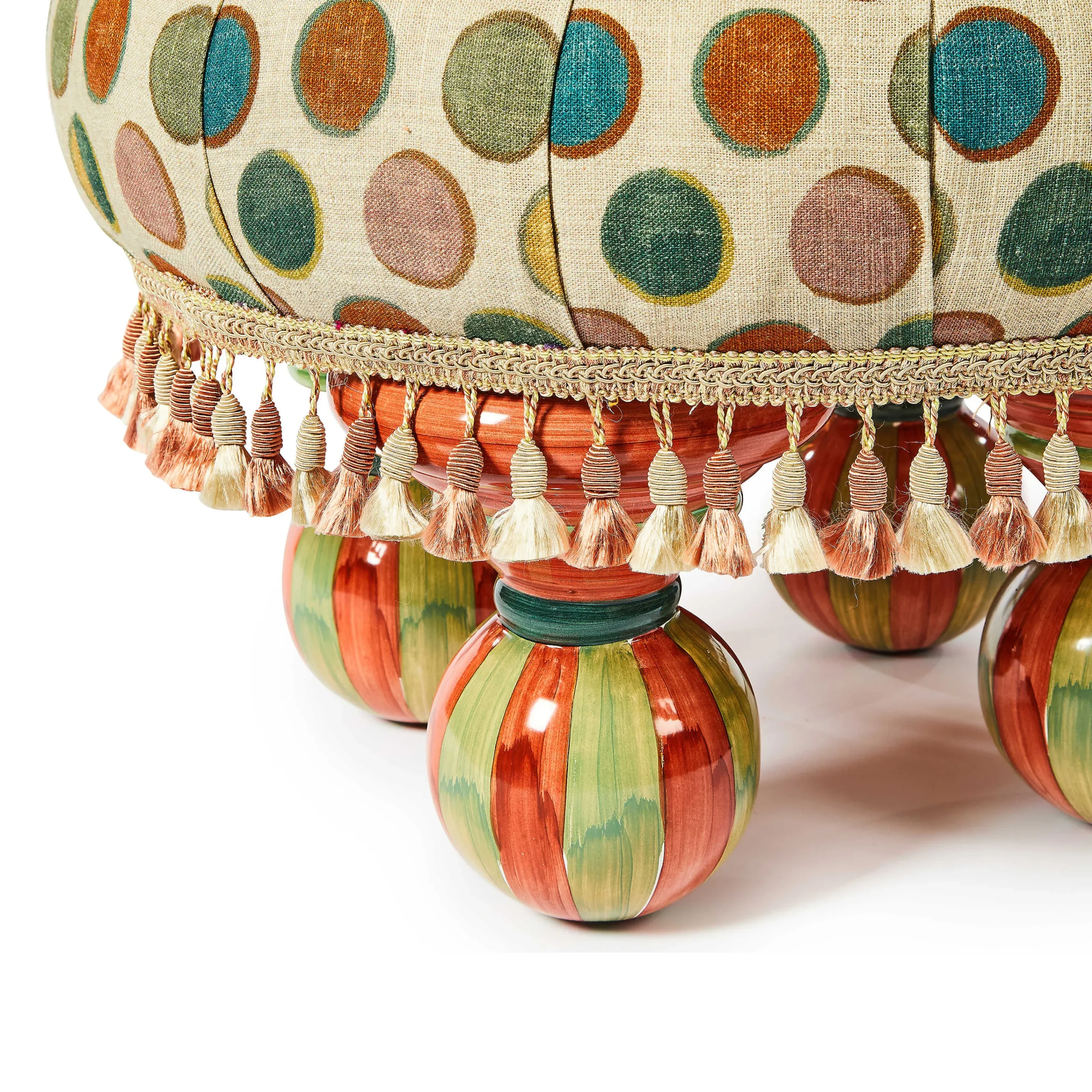 MacKenzie-Childs Croquet Dots Ottoman| Living Room