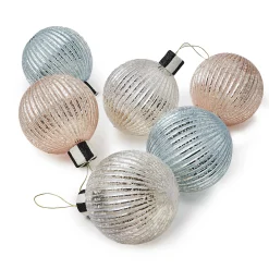 MacKenzie-Childs Crystal Palace Basic Glass Ball Ornaments, Set of 6| Holiday