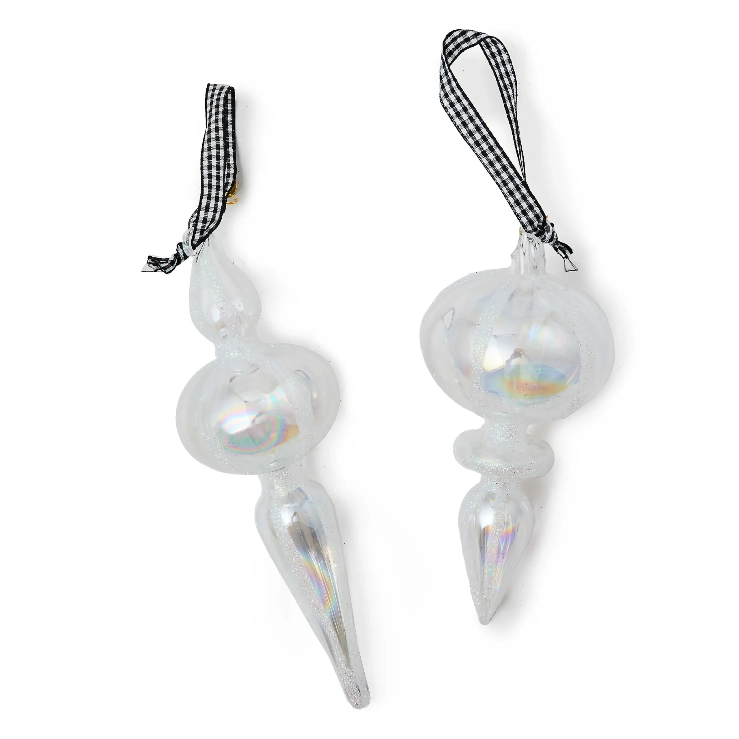 MacKenzie-Childs Crystal Palace Glass Icicle Ornaments, Set of 2| Holiday