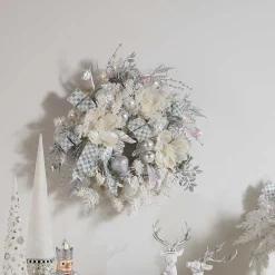 MacKenzie-Childs Crystal Palace Illuminated White 32 Wreath| Greenery & Florals|Outdoor
