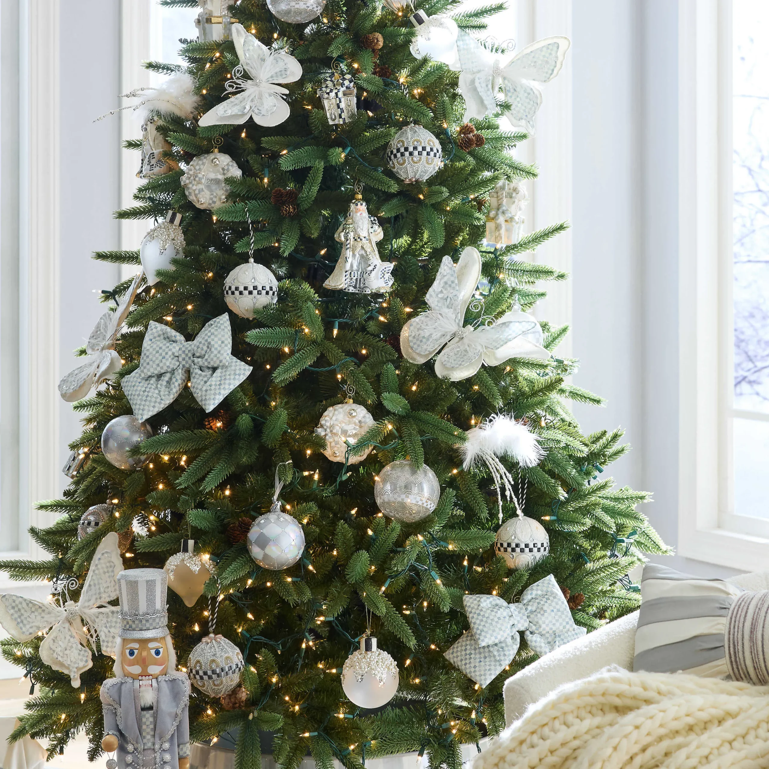 MacKenzie-Childs Crystal Palace Pearl Assorted Glass Ornaments, Set of 6| Holiday