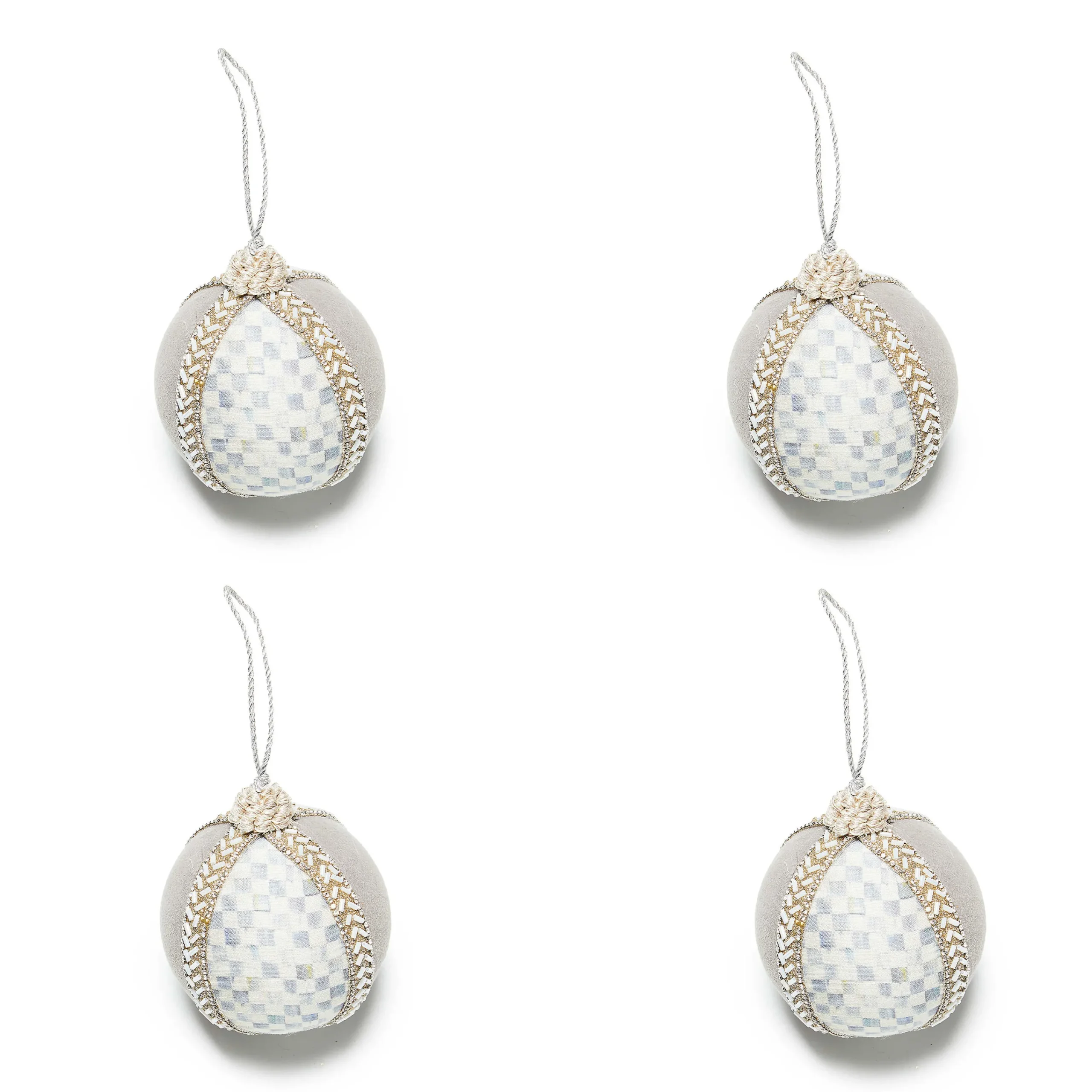 MacKenzie-Childs Crystal Palace Suede Ball Ornaments, Set of 4| Holiday