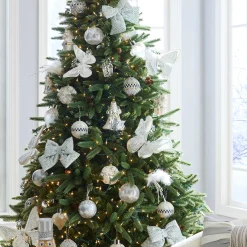 MacKenzie-Childs Crystal Palace Swan Glass Ball Ornaments, Set of 4| Holiday