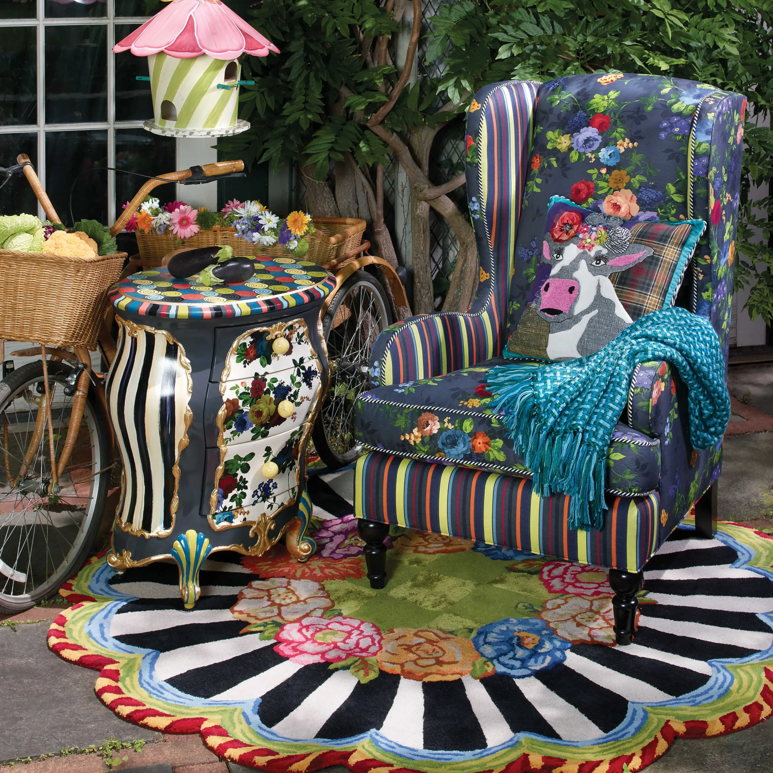 MacKenzie-Childs Cutting Garden 6' Round Rug| Rugs